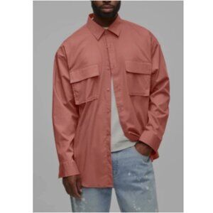 Mode of One Men's Long Sleeve Button Front Utility Shirt Sunbaked Clay Size S
